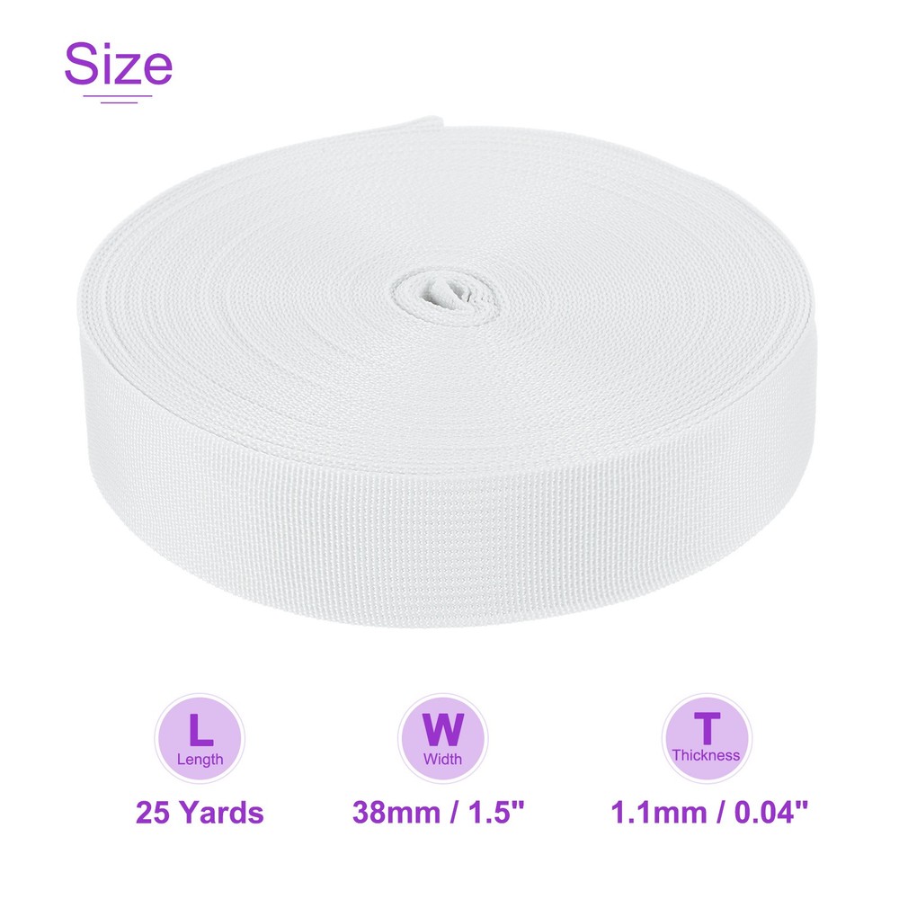 25 Yard x 1 1/2 Inch Width Nylon Webbing Strap Poly Flat Webbing Strapping White