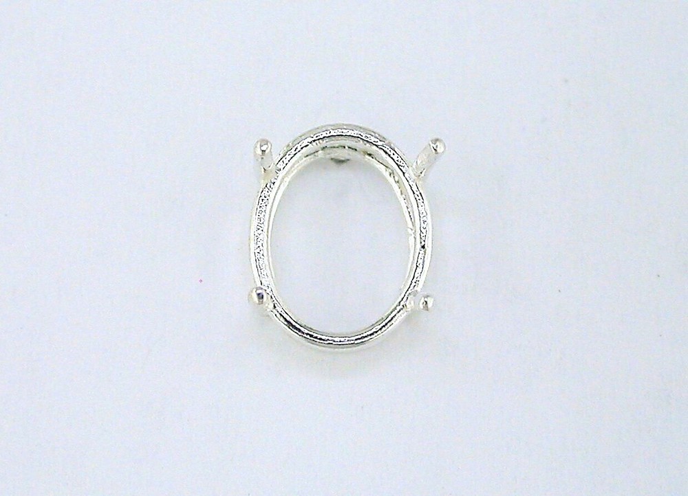 4 Prong Faceted Oval Tie Tack Setting Sterling Silver