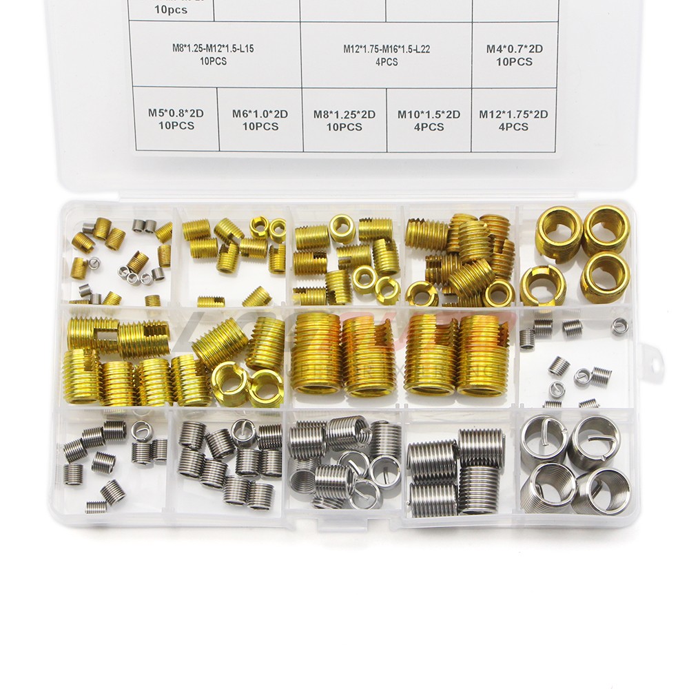 116pcs Self Tapping Thread Insert Helicoil Threaded Inserts Set Stainless Steel