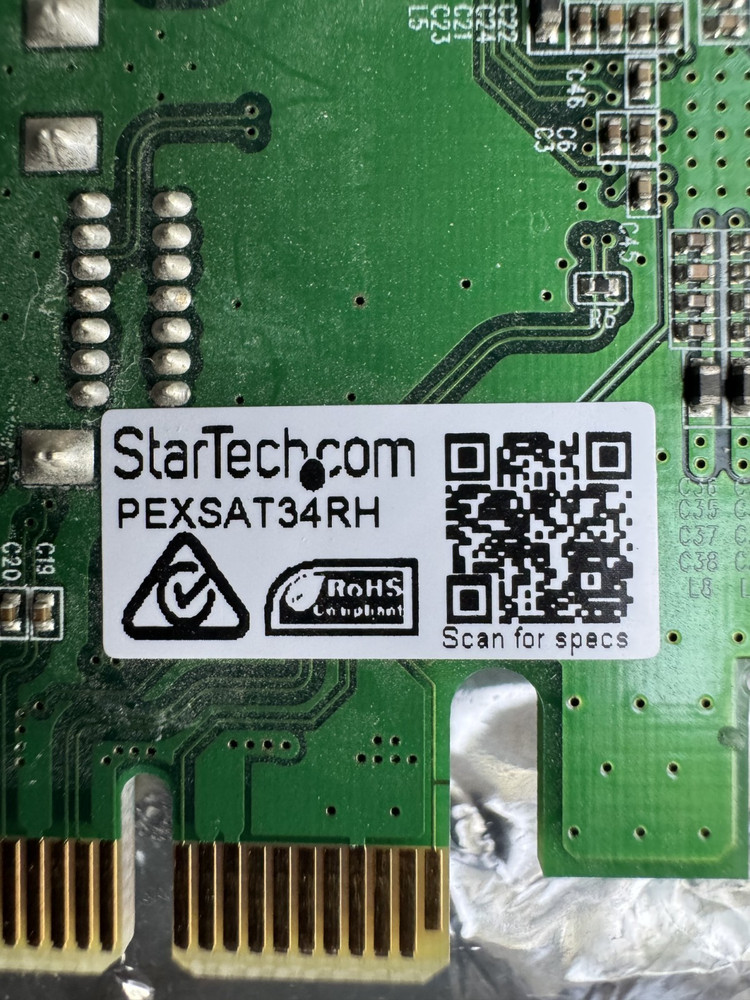 StarTech PEXSAT34RH 4 Port PCI Express 2.0 SATA III 6Gbps RAID Controller Card