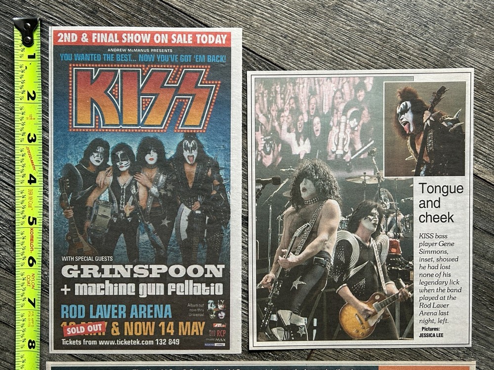 KISS Concert Ad Advert Clipping Rod Laver May 14 2004 Australia Lot Vintage Kiss