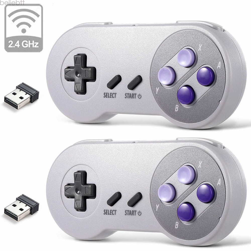 2 Pack Wired/ Wireless SNES USB Controller Gamepad Joystick Super Classic for PC