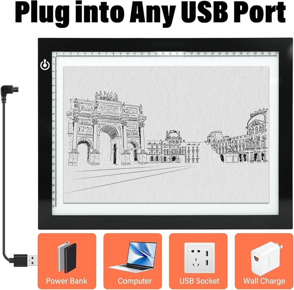 A4 Light Box for Tracing – Ultra-Thin LED Light Table with Adjustable Brightn...