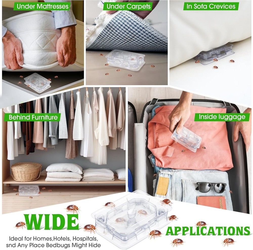 32 PCS Bed Bug Detector Reusable, Bedbug Traps with Strong Glue, Bedbug Intercep