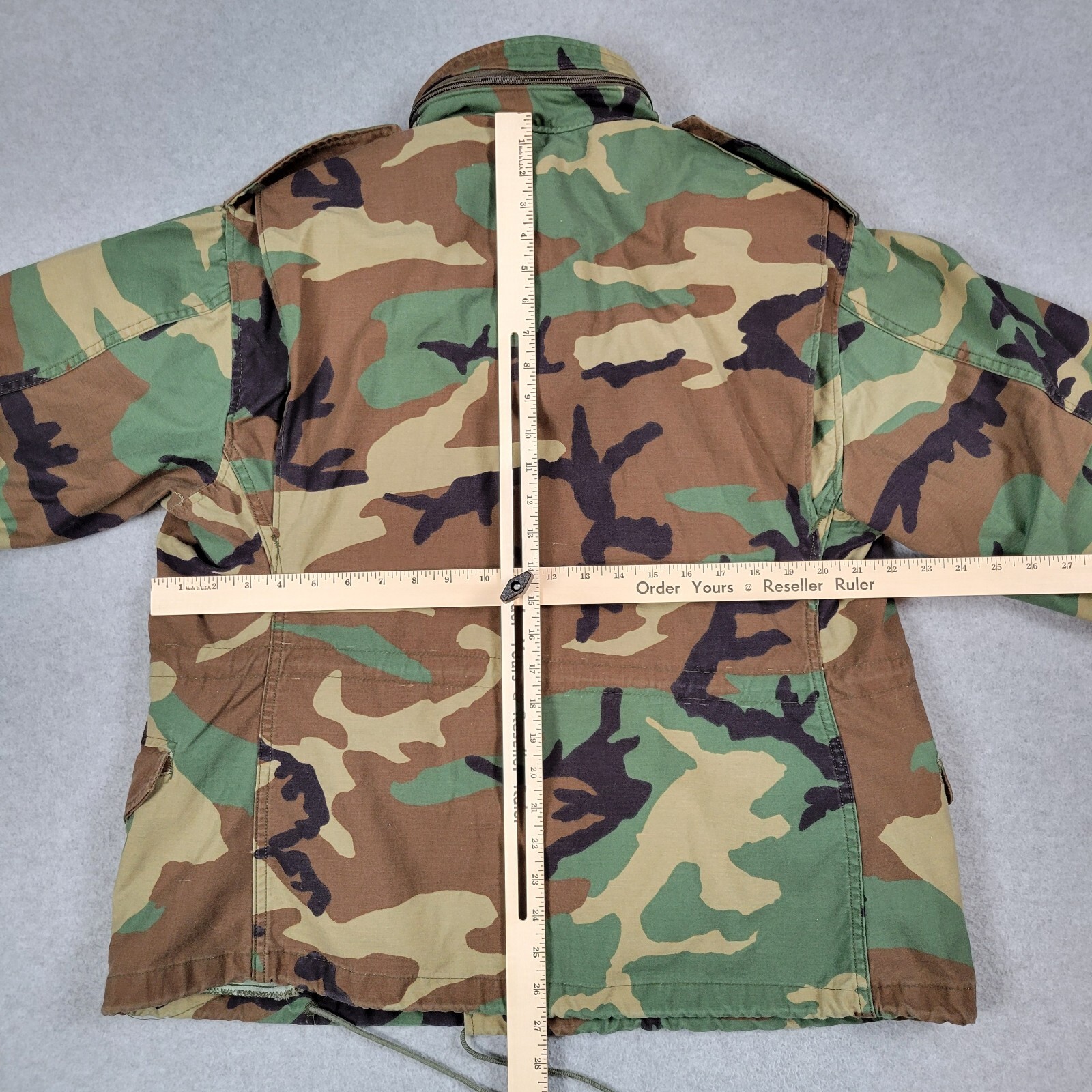 US Army M65 Field Jacket Coat Mens Medium Extra Short Woodland Camo 90s USGI