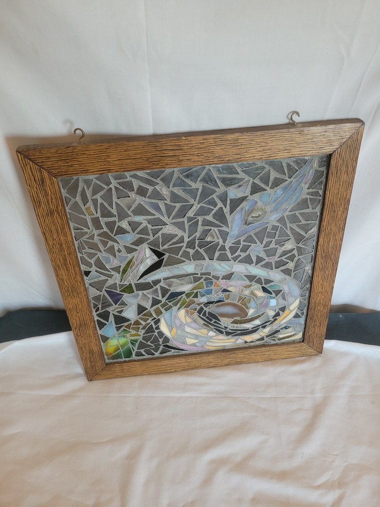 Stained glass abstrack art panel 17" x 17"