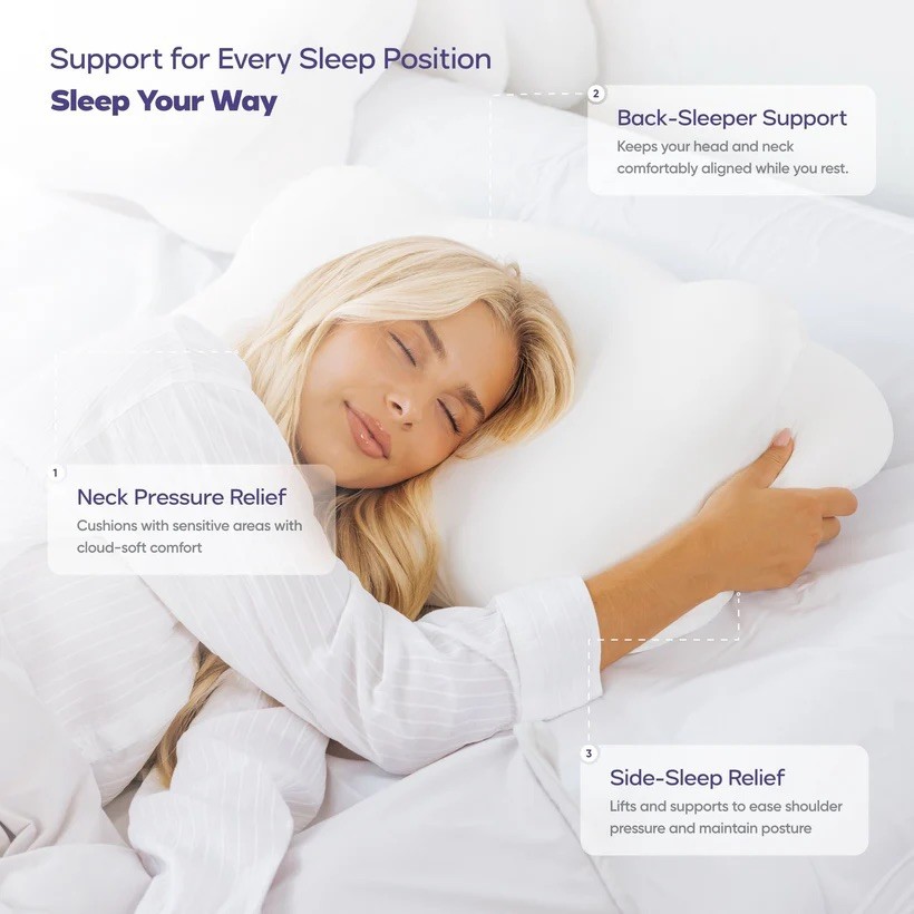 Mellow CloudAlign Sleep Pillow Memory Foam Neck Support - Regular