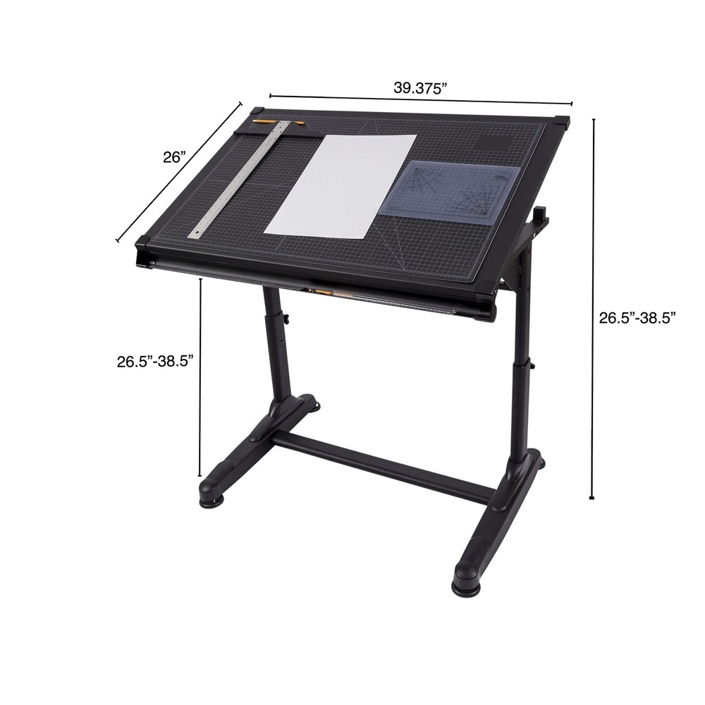 Stand Up Desk Adjustable Height and Angle Drafting Table Drawing Desk with La...