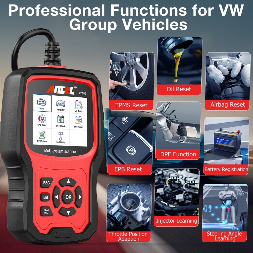 ANCEL VD700 for VW AUDI Car Code Reader All System Diagnostic Tool OBD2 Scanner