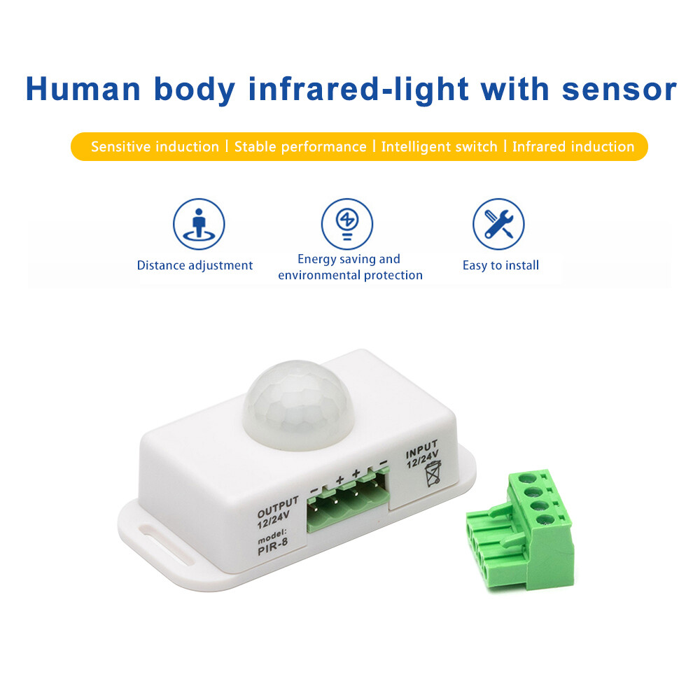Automatic DC 12V-24V 6A/8A Infrared PIR Motion Sensor Switch For LED Strip Light