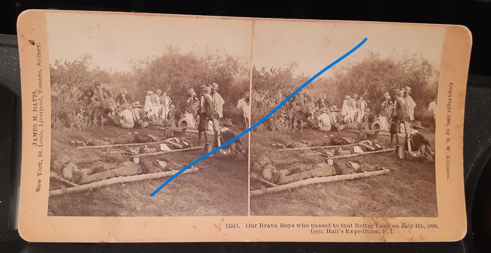 1900 BH Kilburn Stereoview Dead Soldiers Spanish American War Malolos PI Corpse