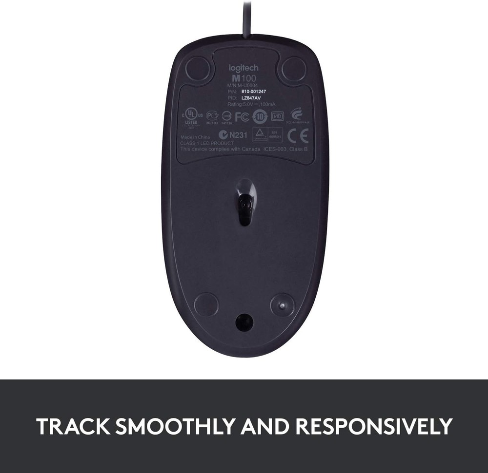 Ambidextrous B100 Wired Mouse - Effortless Scrolling & Plug-and-Play Convenience