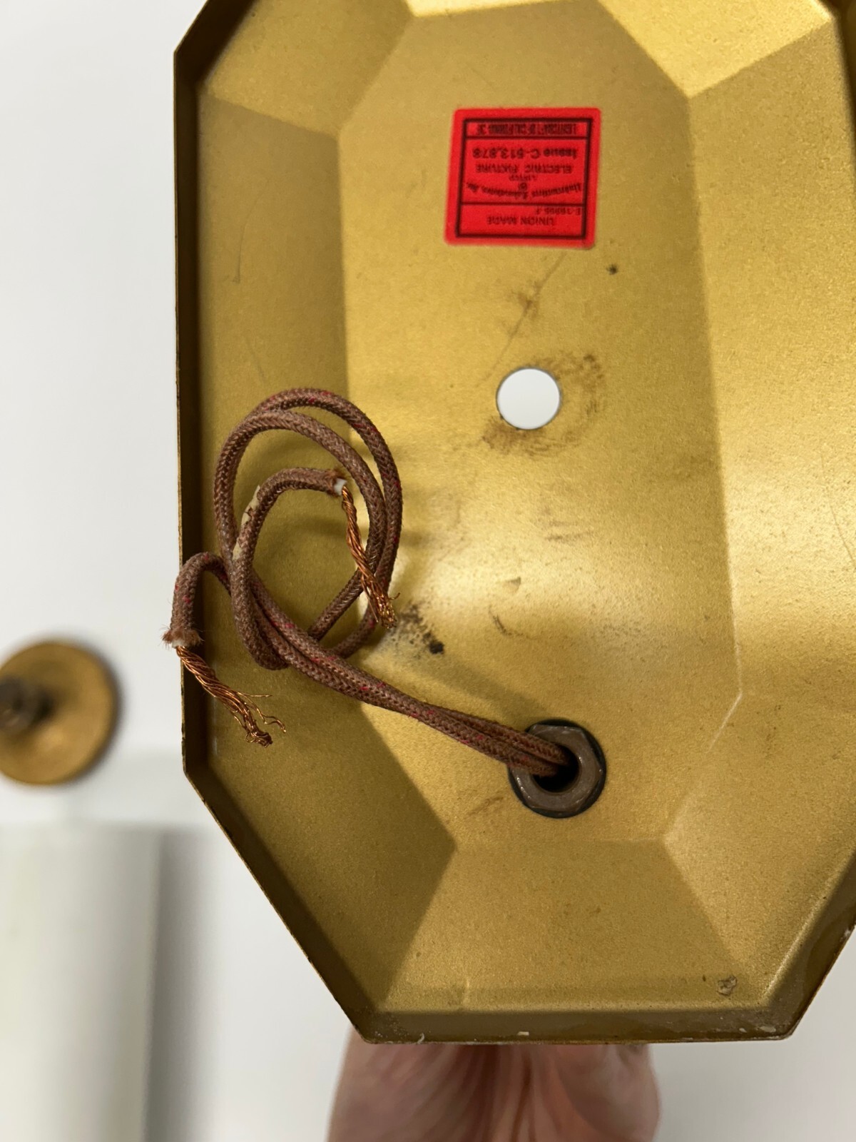 2 Vtg Lightcraft California Gold Tone Frosted Glass Wall Sconce Light Fixtures