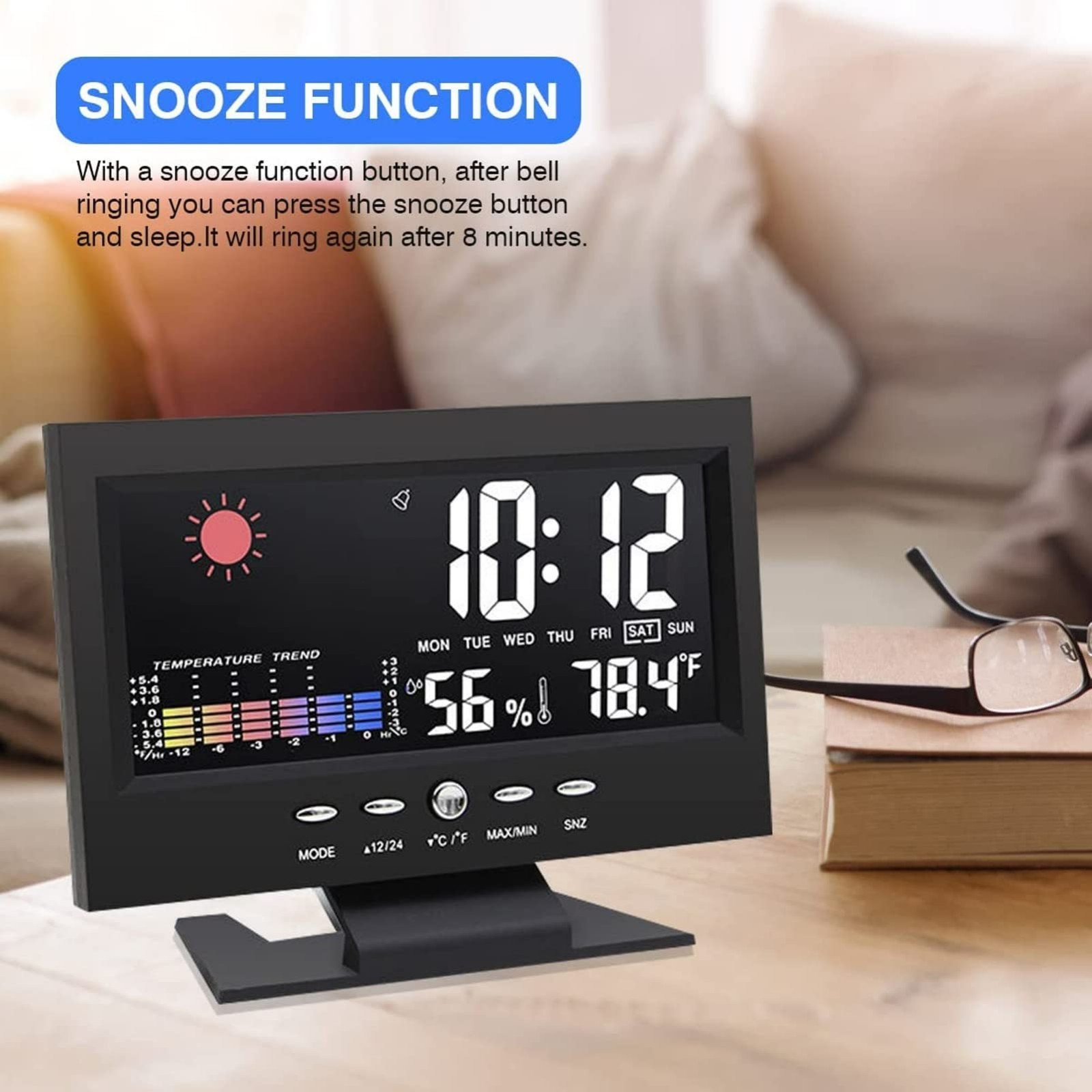Weather Station Wireless Indoor Outdoor Thermometer,Alarm Clock (white)