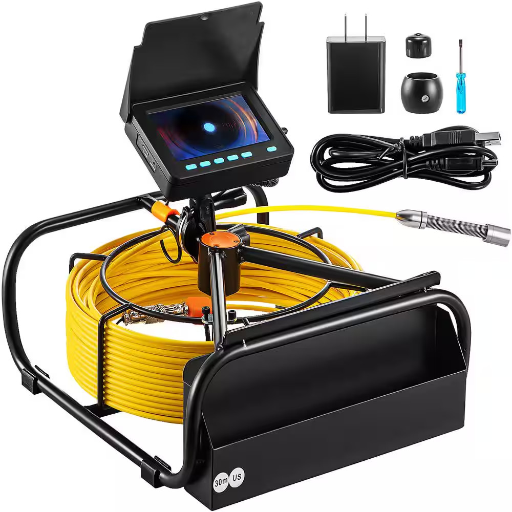 Sewer Camera 98.4 Ft/30 M 4.3 In. Pipe Drain Inspection Camera with DVR Function