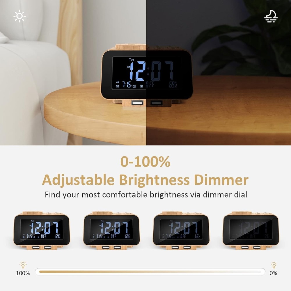 Transform Your Mornings: Stylish Alarm Clock with Thermometer & Sleep Timer