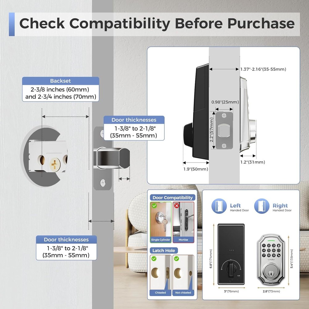 Smart Front Door Lock Set Electronic Keypad Deadbolt Keyless Entry ＆ 100 Codes