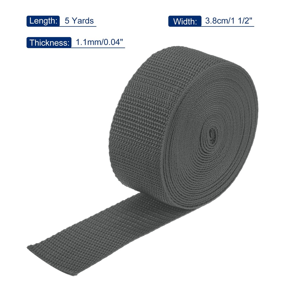 Lightweight Polypropylene Webbing Strap 3.8cm 5 Yard Dark Grey