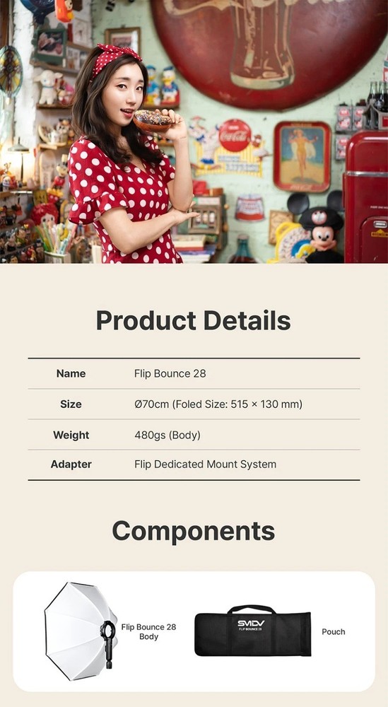 SMDV FLIP BOUNCE 28/Studio Photography Light Diffuser Ceiling Reflector Soft-box