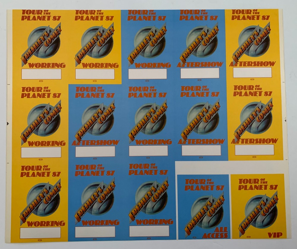 Kiss Ace Frehley's Comet UNCUT SHEET 15 1987 Tour Backstage Passes
