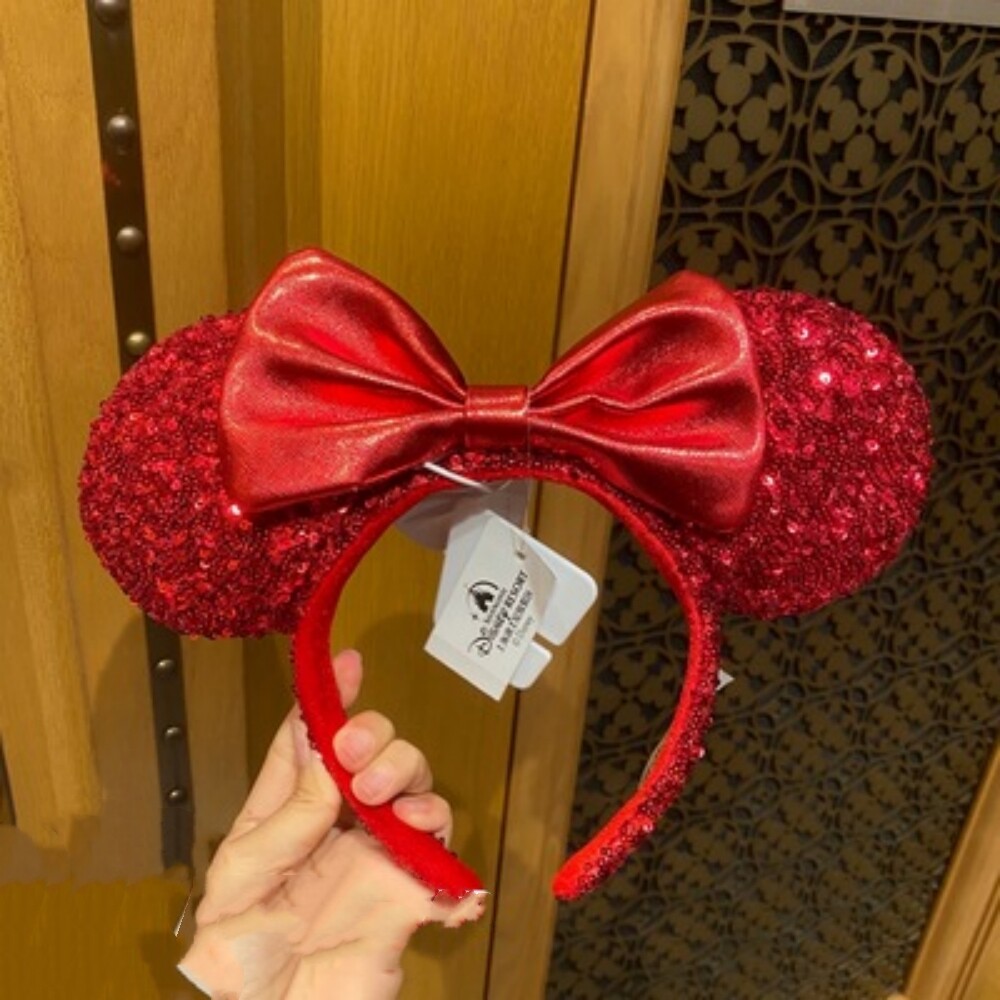 Disney Parks Red Sequin Bow RedPirate Rare Exclusive 2020 Minnie Ears Headband