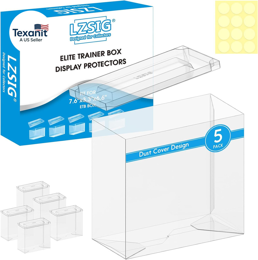 5 Pack Clear PET Plastic PKMN ETB Protector Case with Lids, Elite Trainer Box Di