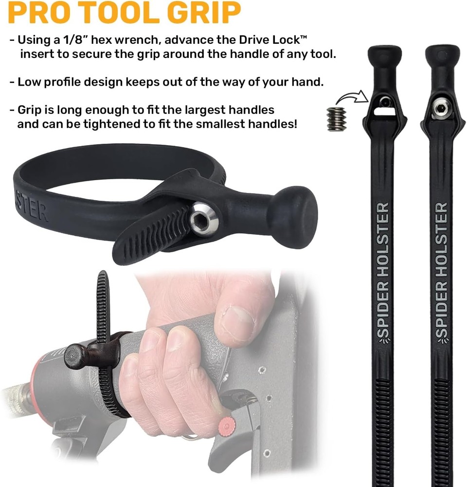 Pro Tool Holster + Tether + 1 Grip + 1 Drill Pins + 1 Tab
