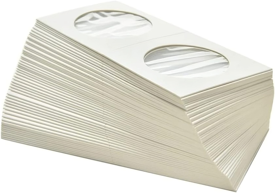 100 PCS 40mm 2x2 inch Cardboard Coin Holders Flips for Morgan, Peace, Ike Dollar