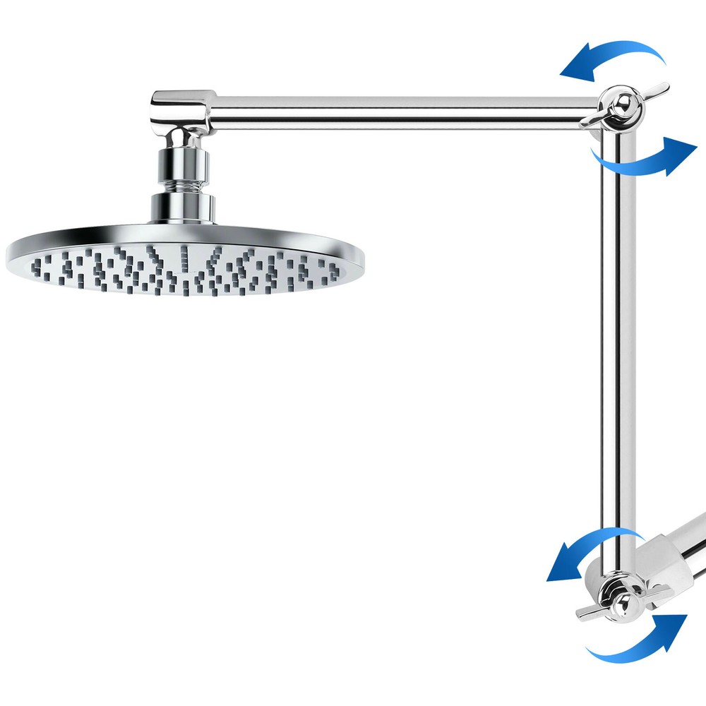 11 Inch Metal Shower Head Extension Arm,Solid Brass Height Angle Adjustable