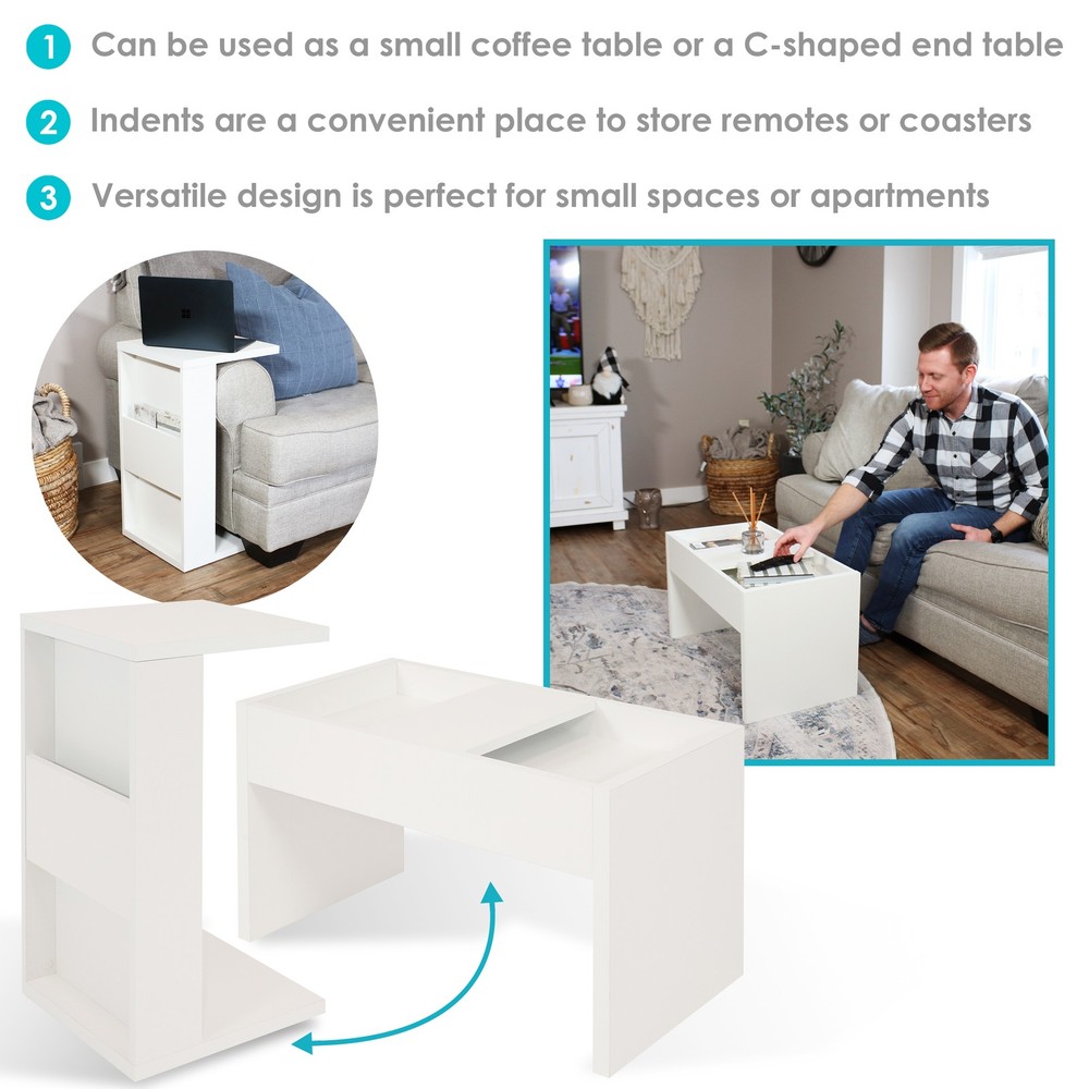 2-in-1 Multi-Use Accent Side Table - White by Sunnydaze