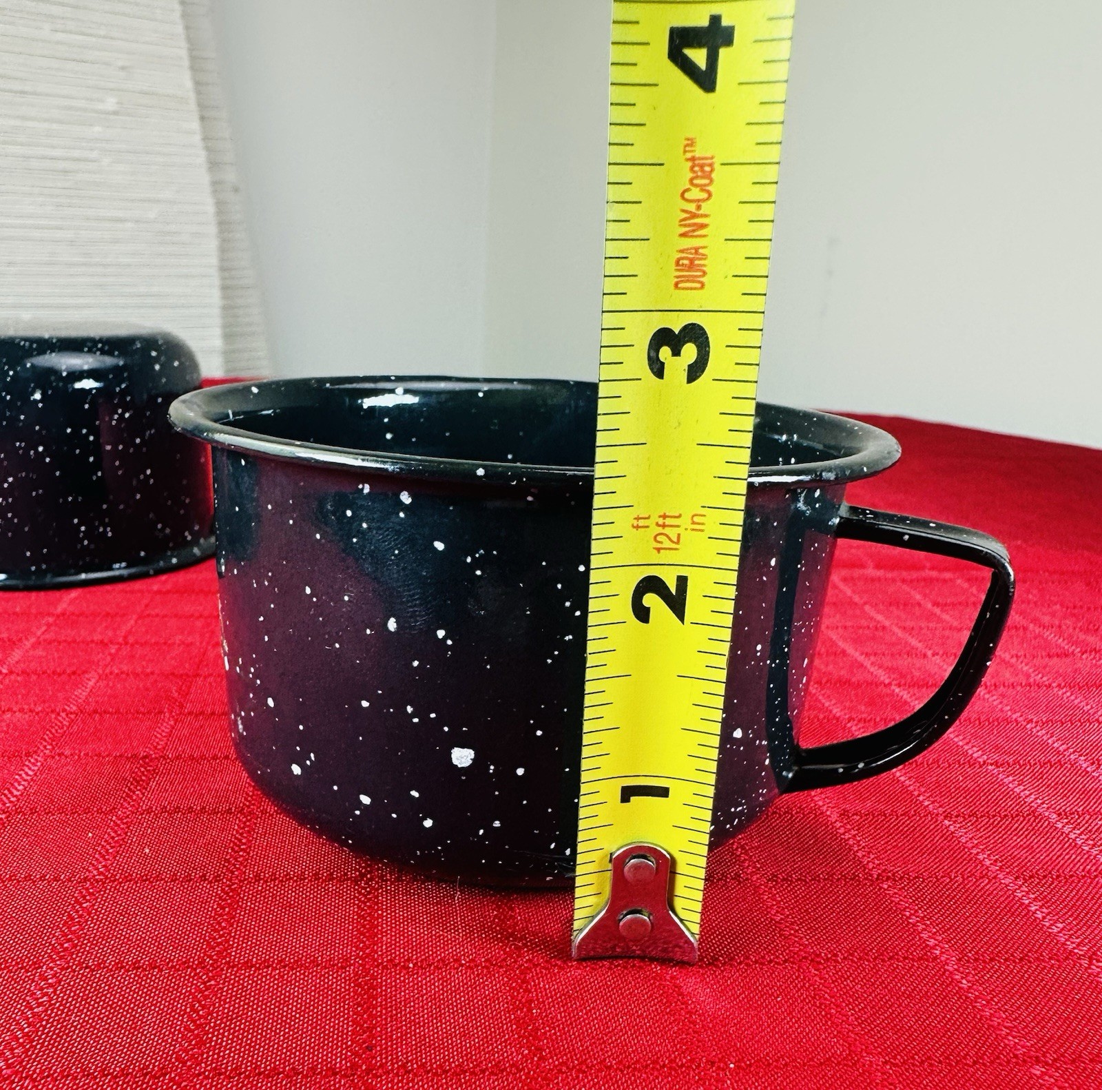 Set of 3 Black Speckled Enamelware Metal Camping Coffee Mugs Cups MCM Speckle