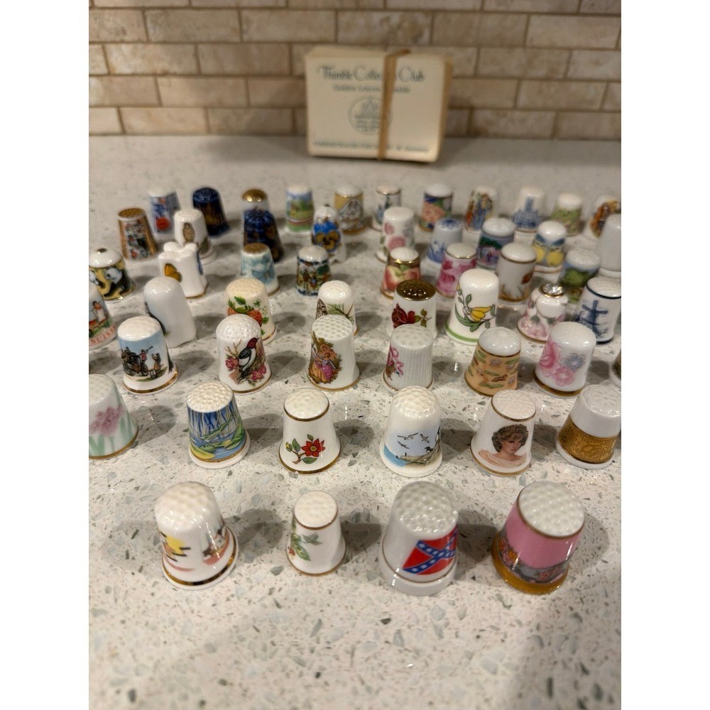 Sewing Thimble Hand Painted Porcelain bundle