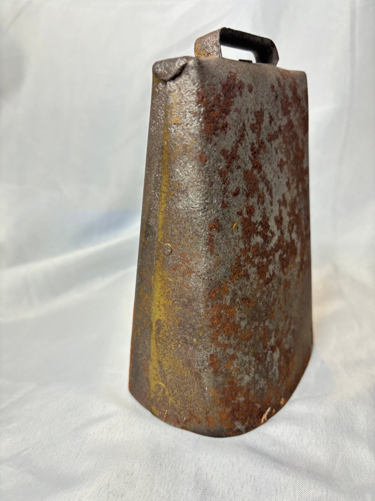 Antique Metal Cow Bell Folded Metal Riveted