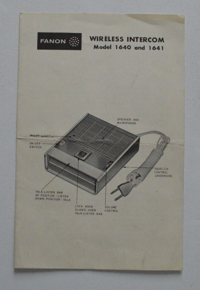 FANON Wireless Intercom model 1640 and 1641 Service manual