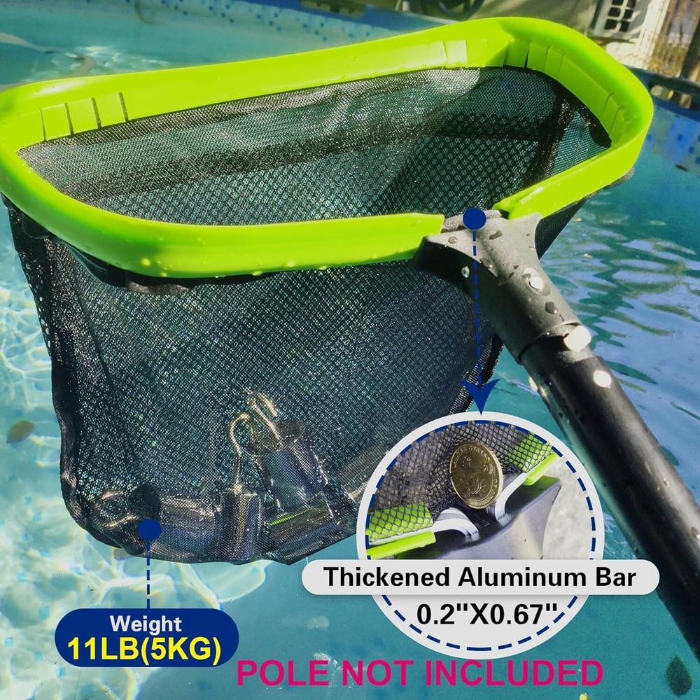 Heavy-Duty Pool Leaf Skimmer with Double-Layer Mesh - 17.32" x 12.2" Dimensions