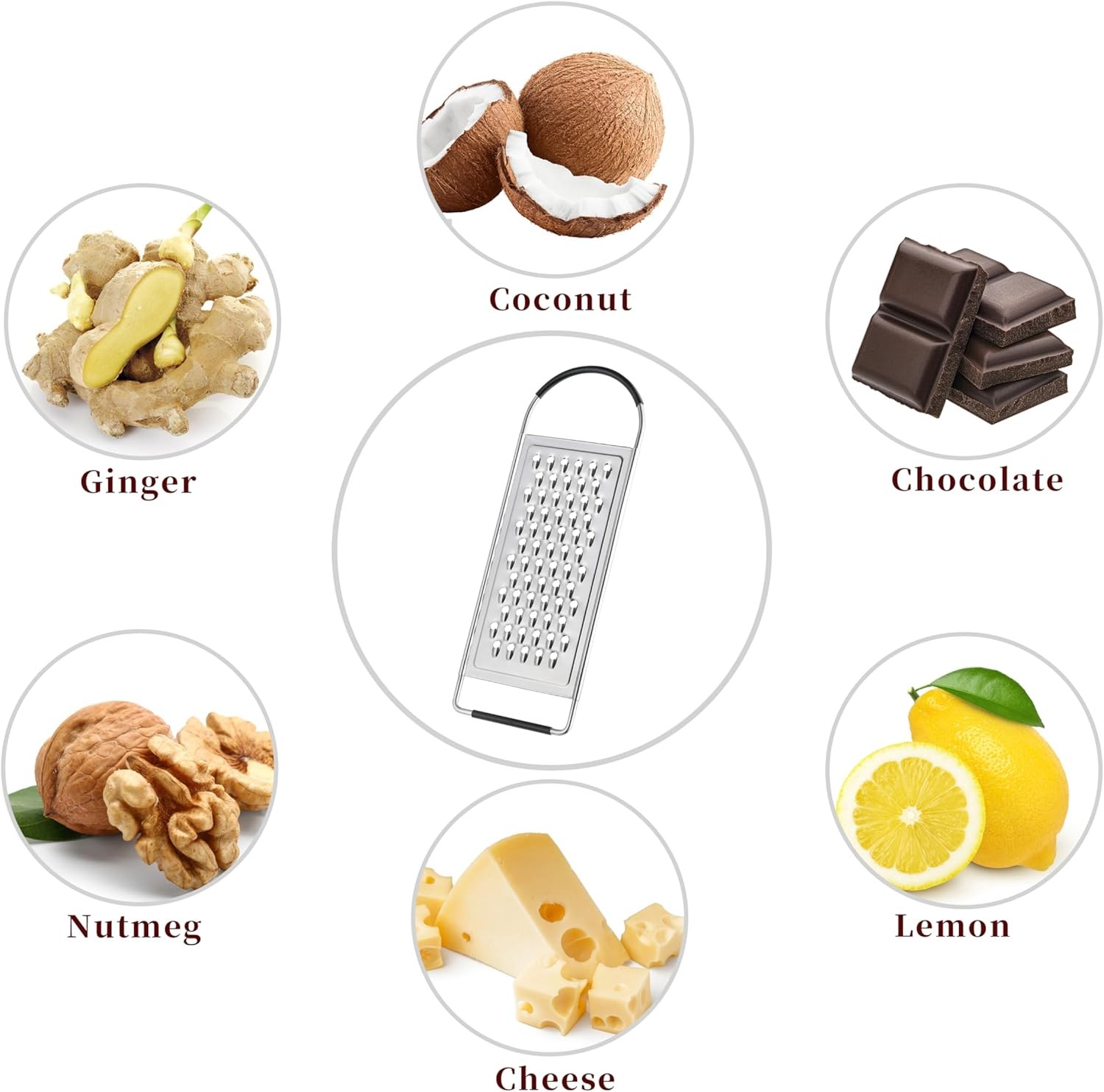 Cheese Grater Handheld, HIA Flat Coarse Stainless Steel Graters for Silver