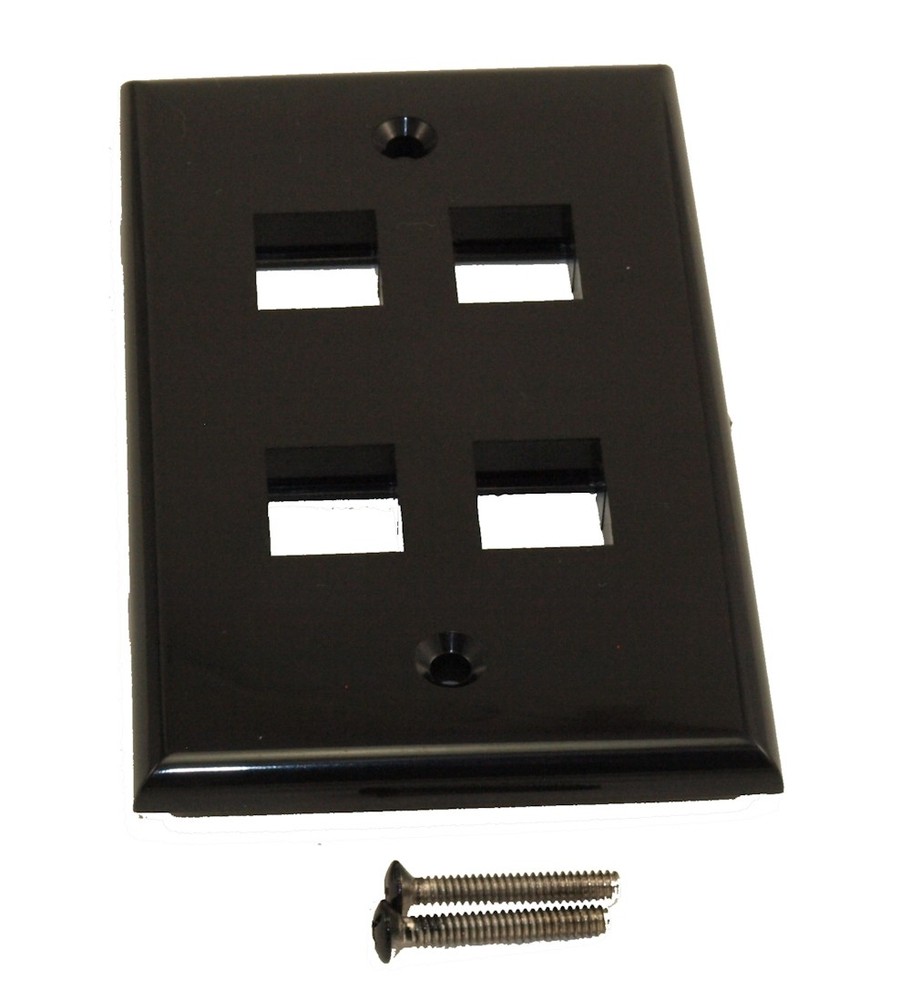 Wallplate: Keystone 4 Hole - Black