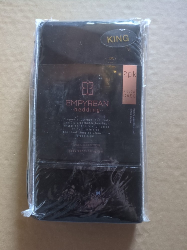 Empyrean Bedding Pillow Case King 2pk Black