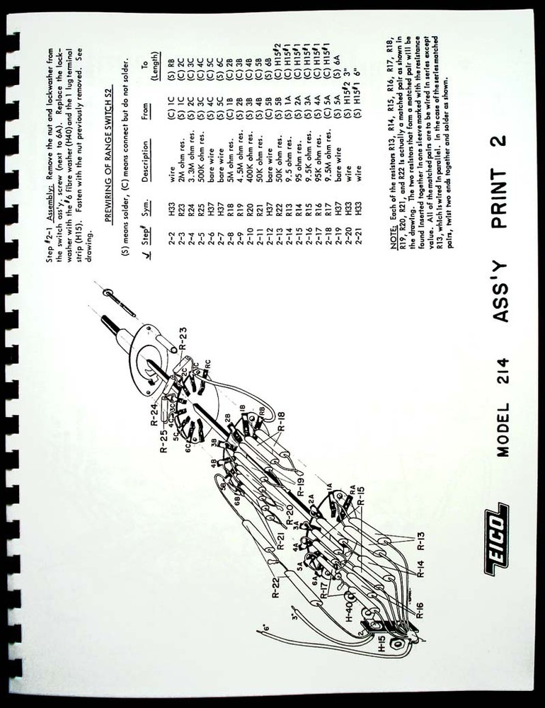 EICO Model 214 Electronic Volt-Ohm Meter Construction Manual
