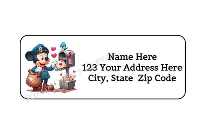30 MOUSE MAILBOX POSTMAN PERSONALIZED RETURN ADDRESS LABELS 1 in X 2.625 in