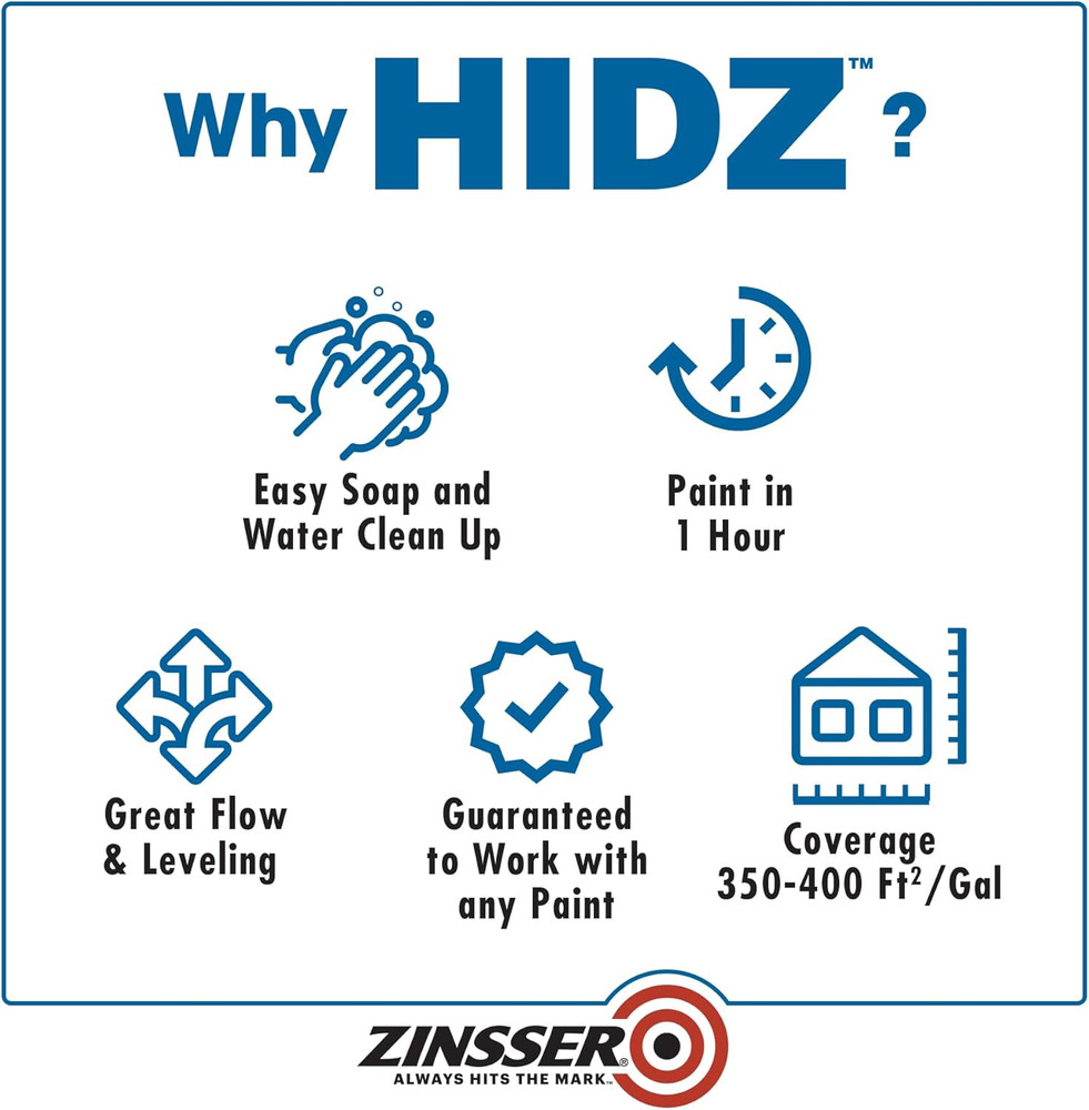 373693 HIDZ Multi-Purpose Primer and Sealer, Quart, Flat White