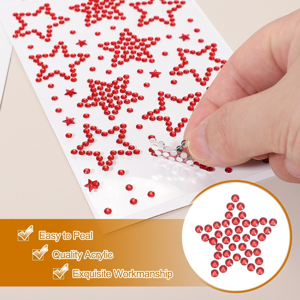 6Sheets Star Gem Sticker, Face Gem Stickers, Silver