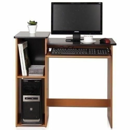 Cherry Black Laptop Desk Computer Table Workstation Writing Storage Shelves
