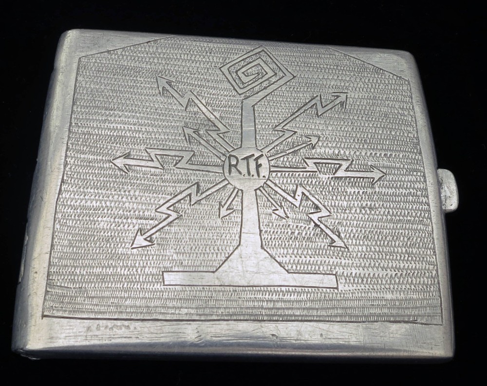 SCARCE Aluminium Cigarette Case OLD Naval Anchor Militaria German War Prisoner