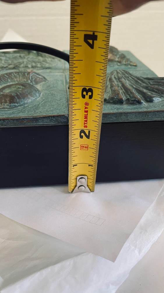 Beach Winter Blue Rectangular Decorative Bamboo Box Shells on Handmade lid 9x 6"