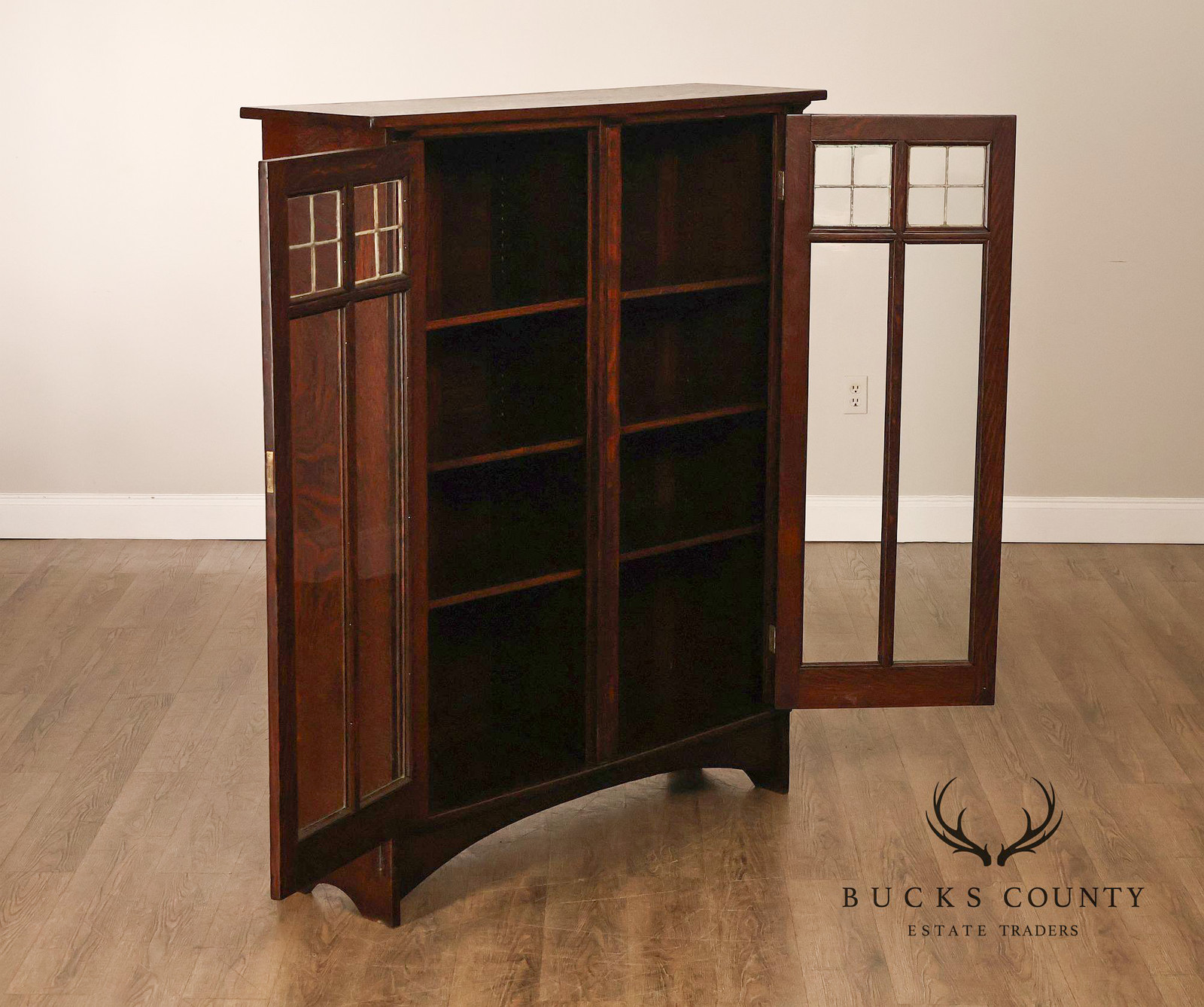 Harvey Ellis Style Mission Oak Bookcase Cabinet