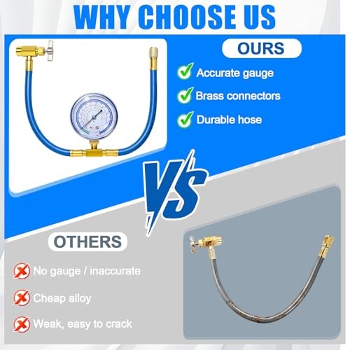 R134a Refrigerant Charging Hose to Refrigerator, AC Recharge Hose, Can Tap