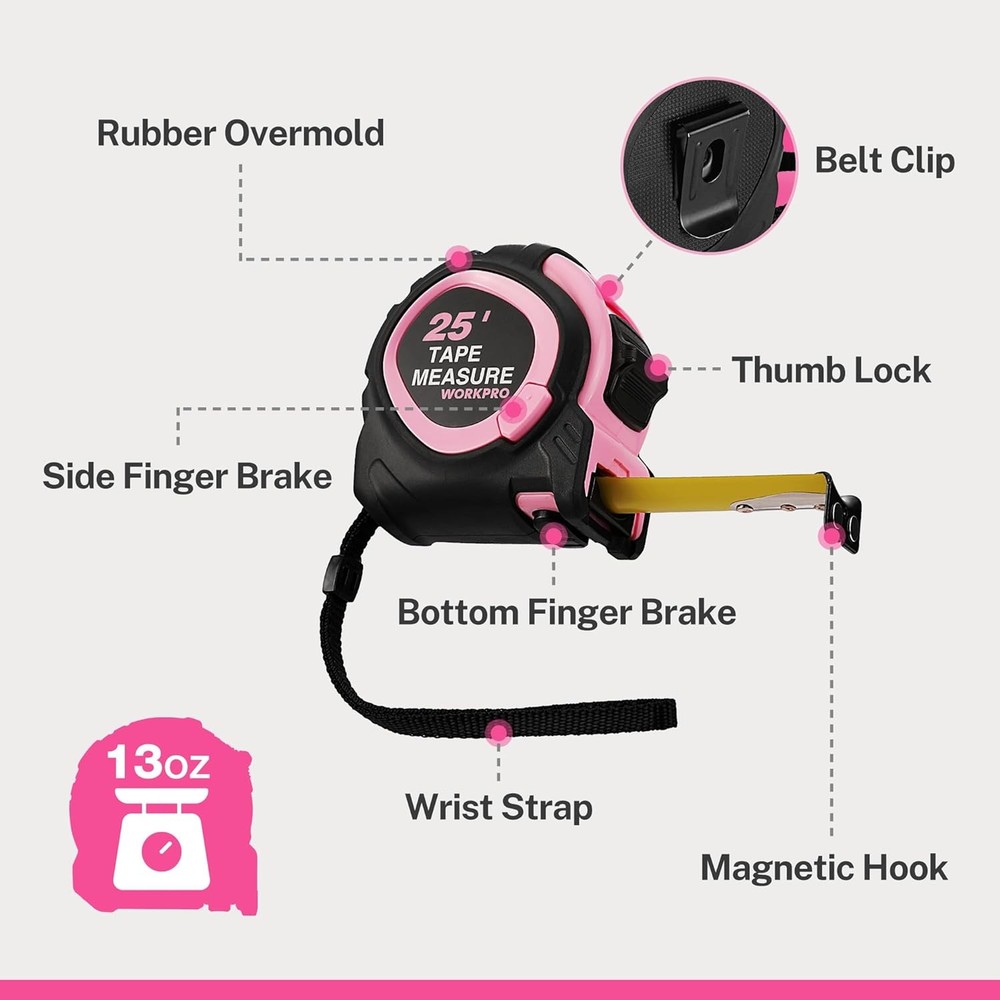 Tape Measure Retractable Compact Magnetic Hook Accuracy Tool