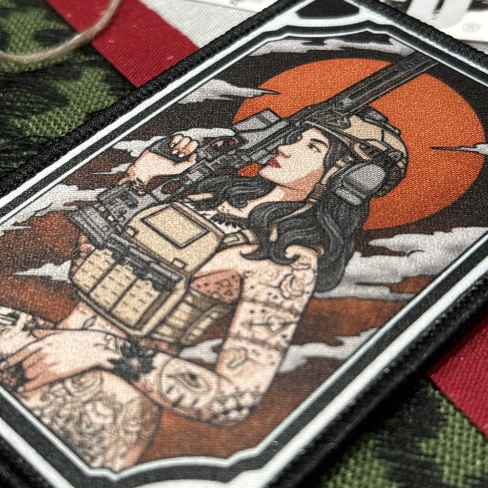 Woman Warrior Tactical Hook Loop Patch High Quality 2x3.5”