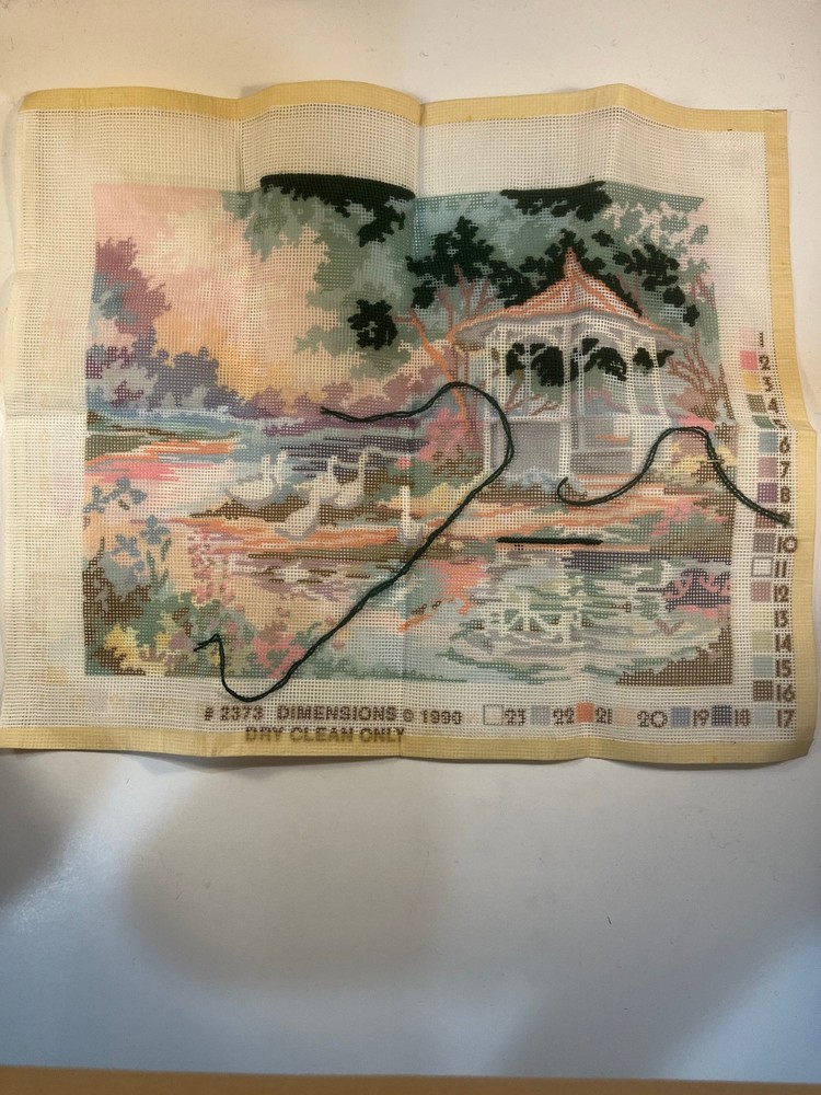 Dimensions Needlepoint Kit #2373 "Somewhere In Time" - Started